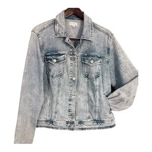 Wonderly Light Blue Denim Jacket Women Size 1X Coastal Cowgirl Boho Layering